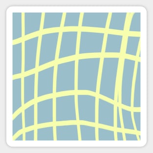 Yellow Crisscross Wavy Grid Design on a Greenish Blue Backdrop, made by EndlessEmporium Magnet